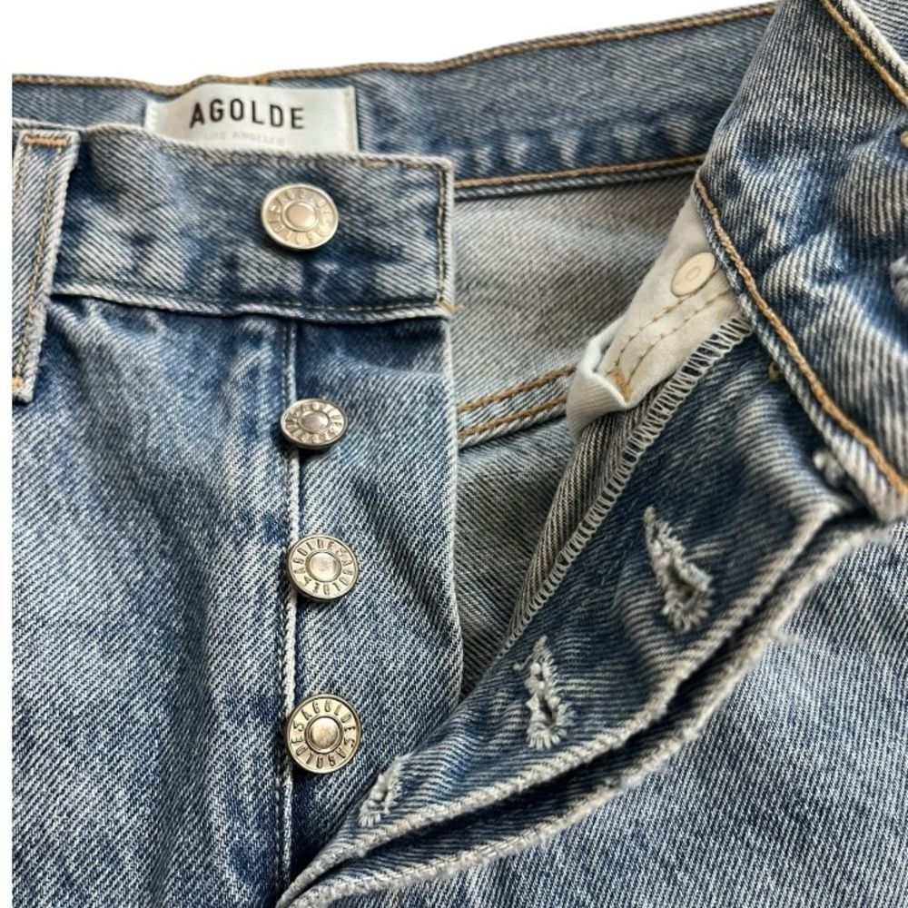 Agolde Classic Blue Denim with Silver Button - Picture 5 of 7